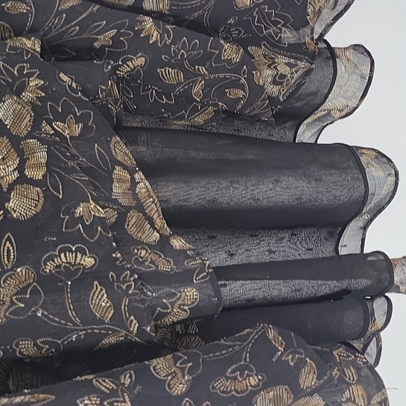 Floral Wrap Top - Black and Gold Shimmery - Picture 9 of 15